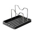 thumbnail image 2 of Stainless Steel Kitchen Rack, Pot Lid Organizer With Draining Tray, for Countertop Storage, Black, 2 of 6