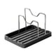 thumbnail image 2 of Soporte para tapas de encimera de cocina con bandeja de drenaje, organizador de estanterías de acero inoxidable para tapas, platos, tablas de cortar, negro o blanco, 2 of 6