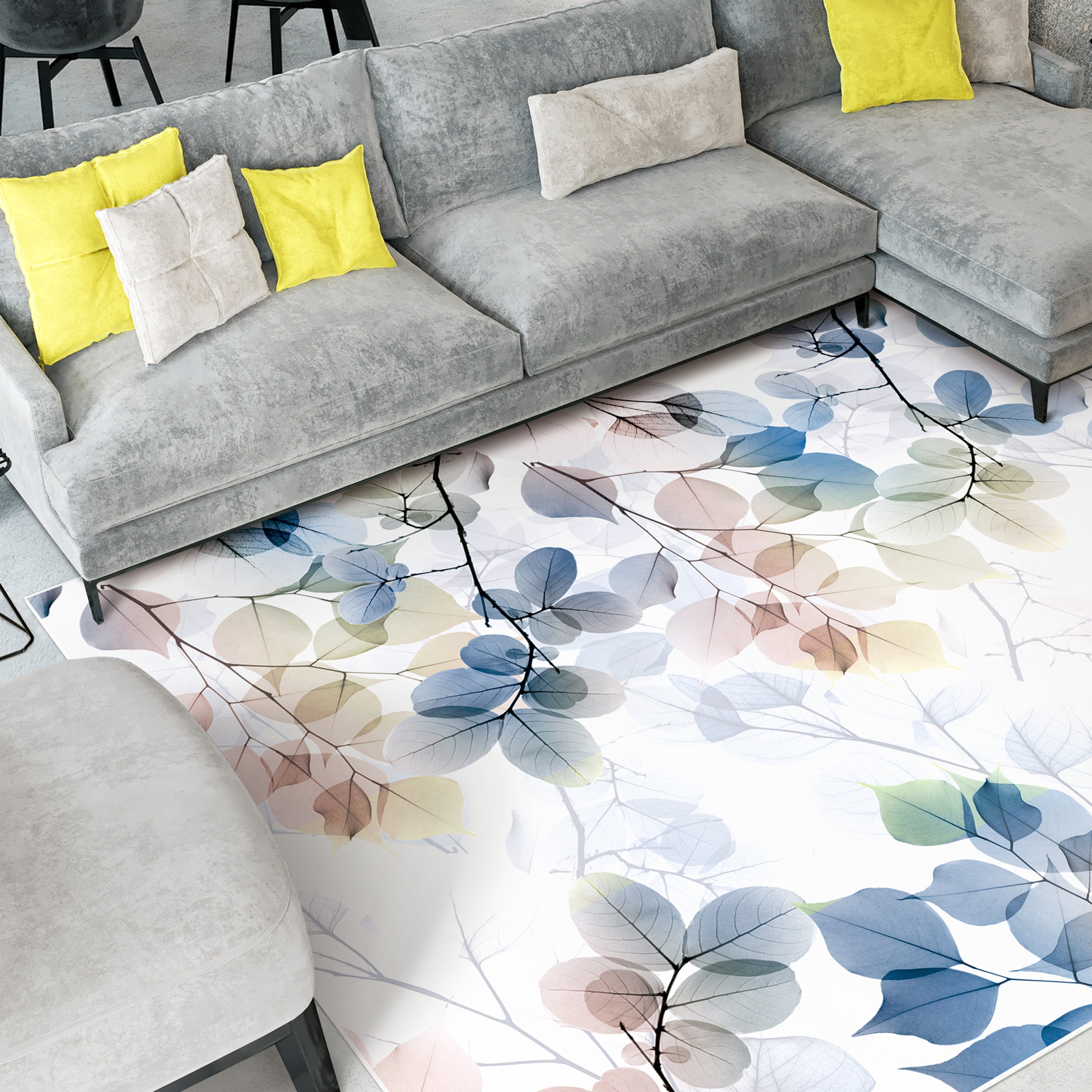 Ethereal Balance I Washable Flowers Art Area Rug size 8'x10', Power-loomed, Heavenly Softness with Non-Slipping Backing