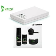 Ustar Hair Building Fibers .42oz/12g 4 in 1 Gift Pack BLACK (Hair Fibers, Comb, Spray Applicator, FiberHold Spray)