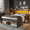 Black, variant on EnHomee Twin Size Bed Frame with LED Light & 2 Tier Storage Headboard, Metal Platform Bed with Under Bed Space, Victorian Style Mattress Foundation, No Box Spring Needed,White