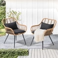thumbnail image 2 of JOIVI All-Weather Outdoor Wicker Dining Chairs Set of 2, Patio Rattan Chairs with Cushions & Armrests, Outdoor Wicker Porch Chairs for Lawn, Balcony, Garden, Black, 2 of 7