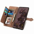 thumbnail image 5 of SaniMore Case for Google Pixel 7 6.3" 2022, PU Leather Zipper Wallet Detachable Lanyard Retro Embossed Flower Crad Slots Flip Kickstand Full Body Protective Drop-proof Case For Google Pixel 7, Brown, 5 of 6