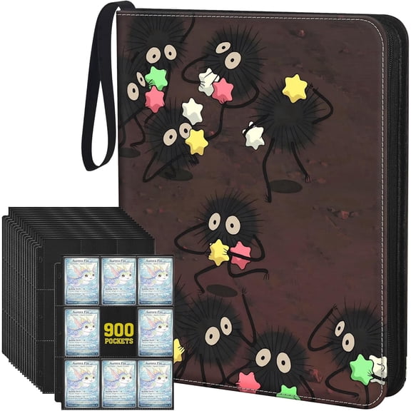 9-Pocket bililiart Trading Card Binder & Sports Card Book, Holds 900 Cards with 50 Removable Pages, Water-Resistant PU Cover