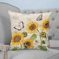 thumbnail image 4 of Sunflower Farmhouse 20x20 Pillow Covers Set of 2, Spring Summer Retro Floral Butterflies Throw Pillow Covers Decorative Couch Cushion Case, Microfiber Square Pillowcases for Bedroom Car Living Room, 4 of 7