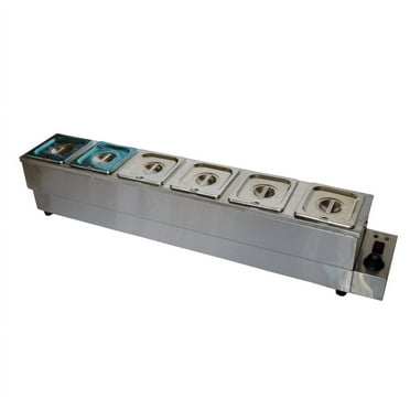 PreAsion Food Warmer Bain-Marie Electric Buffet Steam Table 6-1/6 Pan Stainless Steel Countertop Food Warmer
