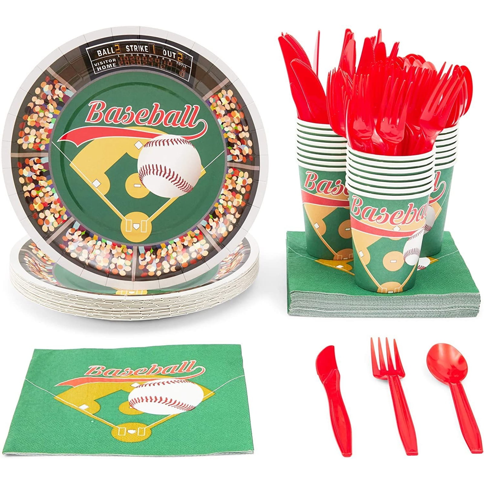 durony 72 Pieces Baseball Theme Party Supplies Include 16 Baseball Napkins 24 Baseball Paper Plates 24 Baseball Party Cups Baseball Party Decorations for Birthday Sports Party Supplies 