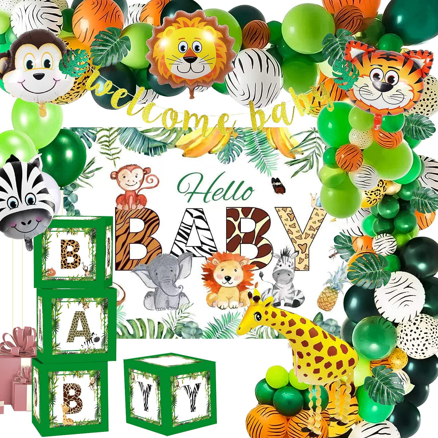 Safari Baby Shower Decorations - Jungle Theme Party Supplies Include Leaf, Boxes, Banner, Backdrop, Balloons Garland Arch, for Welcome Baby Animal Gender Birthday Party Decor for Boy Girl | Walmart Canada Safari Baby Shower Decorations - Jungle Theme Party Supplies Include Leaf, Boxes, Banner, Backdrop, Balloons Garland Arch, for Welcome Baby Animal Gender Birthday Party Decor for Boy Girl | Walmart Canada