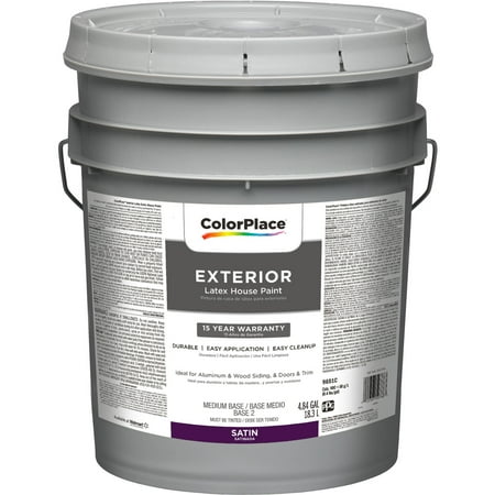 ColorPlace Exterior Satin Medium Base Paint, 5 Gallon