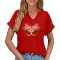 thumbnail image 6 of Craaazy Mardi Gras Shirts for Women Short Sleeve Casual Carnival Printed V-neck T-shirts Gifts, 6 of 6