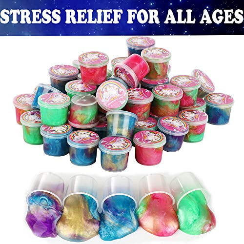 24 Pack Super Soft Sludge Toy Non Sticky Slime Cups Slime Party Favors Stress & Anxiety Relief Slime Bulk Party Favors for Kids Girls & Boys Kids Slime Galaxy Slime Space Party Favors Adults 
