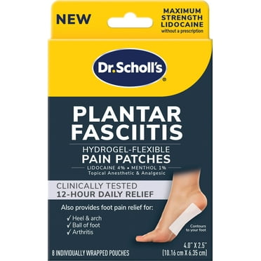 Dr. Scholl's Plantar Fasciitis Hydrogel-Flexible Pain Patches with Lidocaine & Menthol, 8 Count