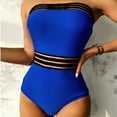 thumbnail image 4 of gakvbuo Summer Swimsuit Women One Piece Bathing Suit for Women Plus Size Swimsuit for Women Women'S Swimwear Solid Patchwork Halter Neck Mesh Hollow Out Beachwear Bikini Monokinis, 4 of 9