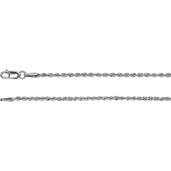 Sterling Silver Necklace - 6.0 Grams - 18 Inch 1.85mm Rope Chain With Lobster Clasp