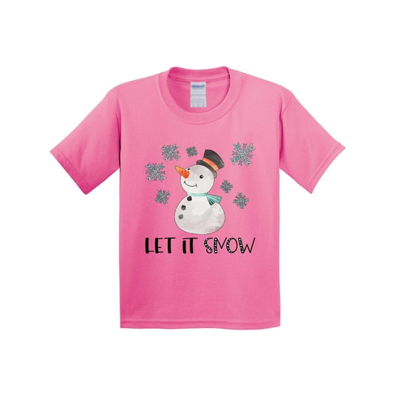 Inktastic Let It Snow Cute Snowman in Hat and Scarf Youth T-Shirt