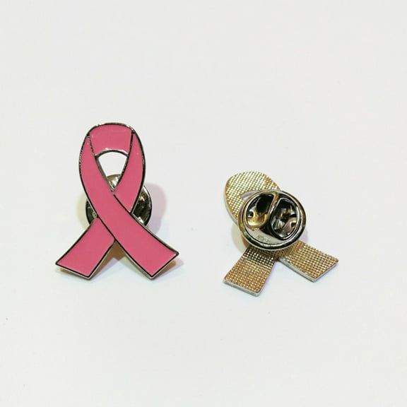 AOOOWER 10Pcs Enamel Pink Ribbon Brooch Cancer for Survivor Alloy Lapel Pin for W