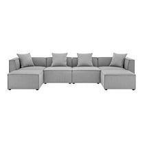 Afuera Living 6-Piece Fabric Outdoor Patio Sectional Sofa in Gray