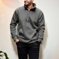 thumbnail image 3 of qucoqpe Mens Sweatshirts Casual Fashion Mock Neck Pullover Hoodie with Quarter Zip Fall Winter Warm Sweater Tops with Pocket, 3 of 8