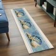 thumbnail image 4 of Summer Ocean Seashell Washable Runner Rugs 2'x6', Blue Sea Shell Starfish Coral Bubble Linen Low Pile Throw Entryway Rug Non-Slip Sturdy Edge Binding Carpet for Indoor Bedside Entrance Bedside, 4 of 9