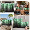 thumbnail image 5 of Green Forest Outdoor Waterproof Pillow Covers, Vintage Foggy Woods Tree Decorative Square Throw Pillowcase Sofa Cushion Sham for Patio/Couch/Chair, 20"x20" 2 Pack, 5 of 8