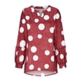 thumbnail image 3 of safuny Women's Top V-Neck Tunic Top Swing Hem Long Top Comfy Casual Long Sleeve Polka Dots Plus Size Blouses Shirts Sets for Girlfriend Wife Daughter Dressy Loose Pullover Red M, 3 of 5