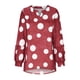thumbnail image 4 of ICHUANYI Clearance Woman Fashion Long Sleeves Wave Point Comfortable Leisure Loose Round Neck Color Blocking Tops Blouse(Red, M) ICHUANYI WER2023081507520, 4 of 6