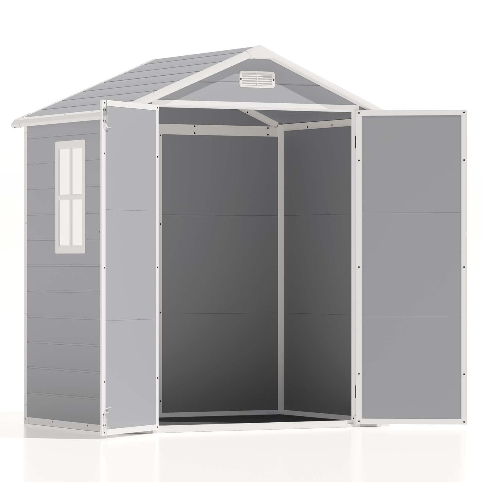 Patiowell 6x4 Resin Outdoor Storage Shed-Perfect to Store Patio Furniture, Garden Tools Bike Accessories, Beach Chairs and Lawn Mower, Grey & White