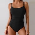 thumbnail image 2 of One Piece Swimsuit for Women Tummy Control Ruched Bathing Suit Push Up Slimming Swim Suit Double Straps Swimwear Black S, 2 of 5