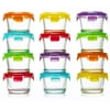 Glass Baby Food Storage Containers 4 oz with Airtight BPA Free Plastic lids | 12 Set | Reusable Small Glass Food Storage Jars | Freezer, Microwave & Dishwasher Safe | for Infant & Babies
