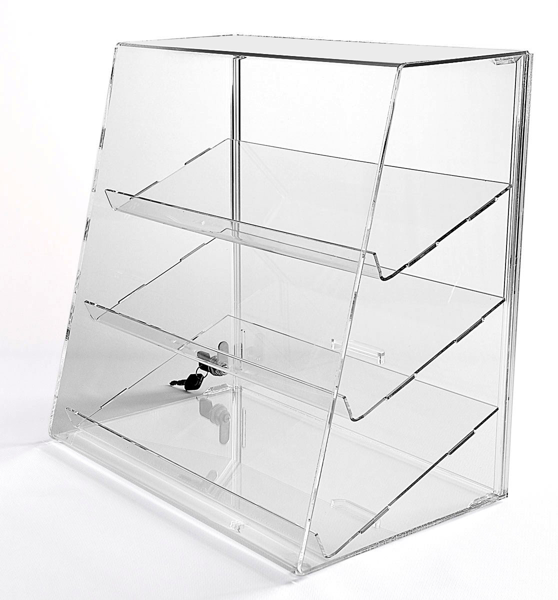 Locking Display Case with 3 Slanted Shelves 133/4"H x 14" W x 73/4