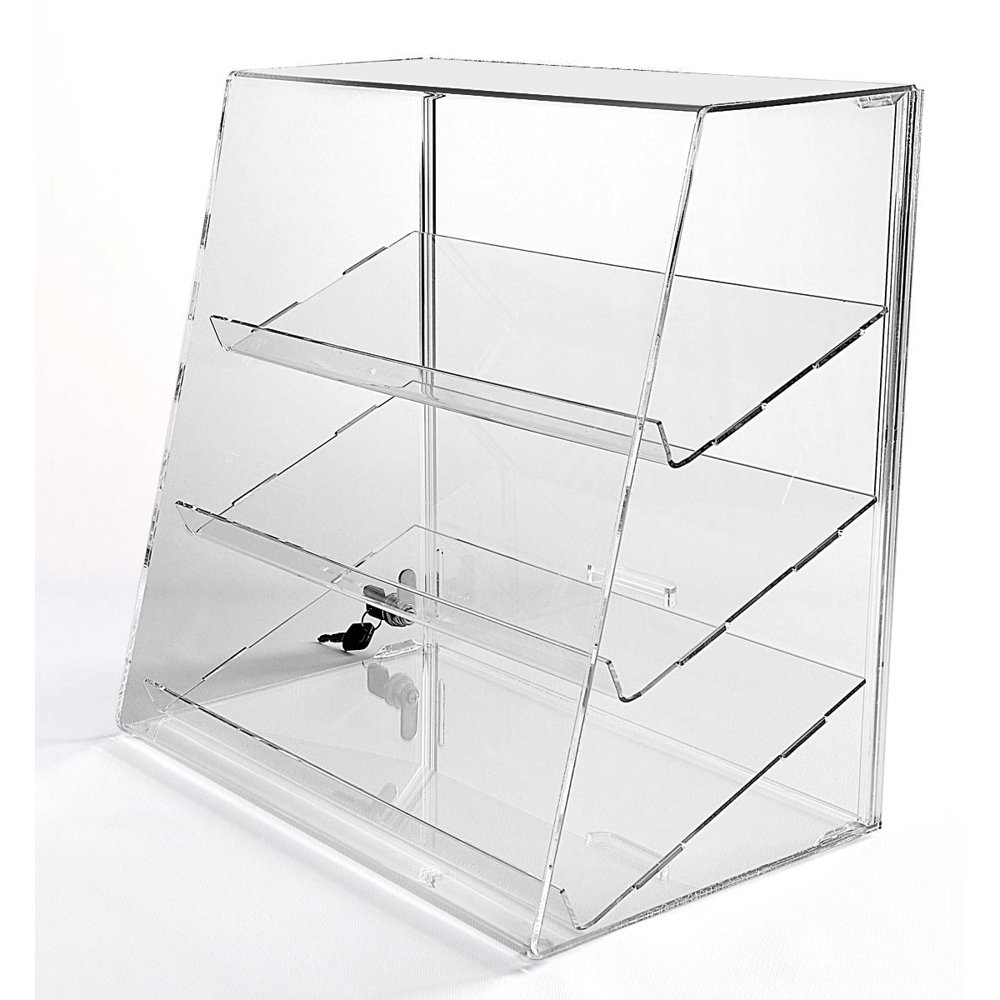 Locking Display Case with 3 Slanted Shelves 133/4"H x 14" W x 73/4