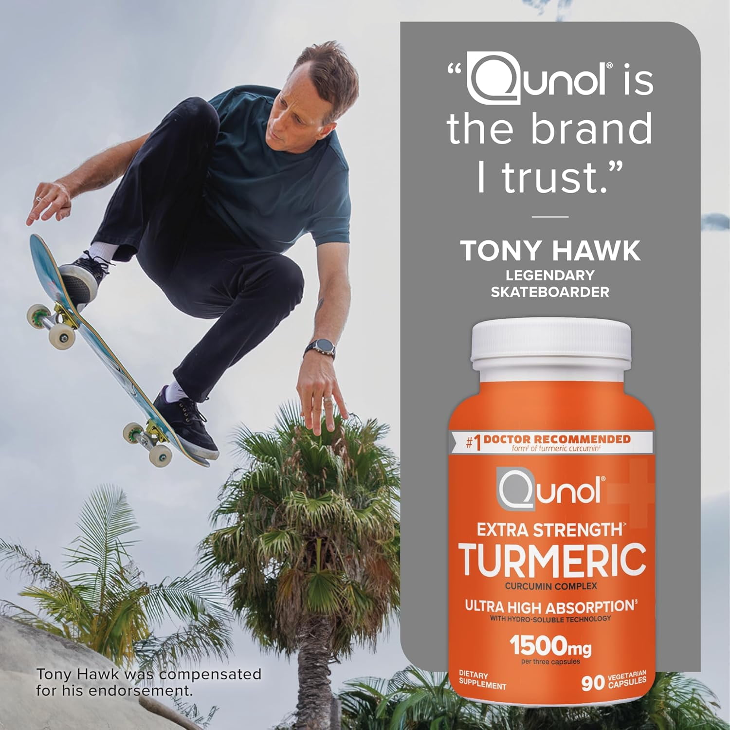 Qunol Turmeric Curcumin Supplement, Turmeric 1500mg With Ultra High Absorption, Joint Support Supplement, Extra Strength Turmeric Capsules, 2 Month Supply, 180 Count
