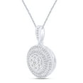thumbnail image 2 of AFFY Round Cut Natural White Diamond Double Frame Pendant Necklace Along With 18" Chain In 14K White Gold Over Sterling Silver (0.12 Cttw, I2-I3 Clarity), 2 of 2