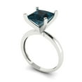 thumbnail image 2 of 3 ct Princess Cut Natural London Blue Topaz Solitaire Engagement Ring for Women in 18K White Gold, 2 of 5