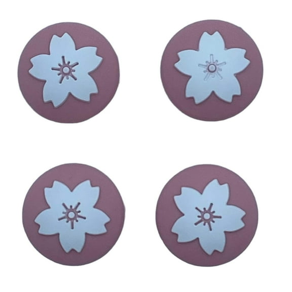 JenDore Pink & White 4Pcs Flowers Silicone Thumb Grip Caps for Nintendo Switch