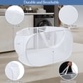 thumbnail image 6 of Toplive Pop Up Laundry Hamper Mesh Laundry Basket, Collapsible Popup Hamper Dirty Clothes Basket with 2 Compartments, Side Pocket, Carry Handles for Home, Dorm, Bathroom, Bedroom, Travel-White, 6 of 7