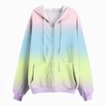 thumbnail image 5 of Towmus Zip Up Hoodie Women Trendy Gradient Printed Long Sleeve Full Zipper Plus Size Coat Fall Jacket Hooded Sweatshirt With Pockets, 5 of 6