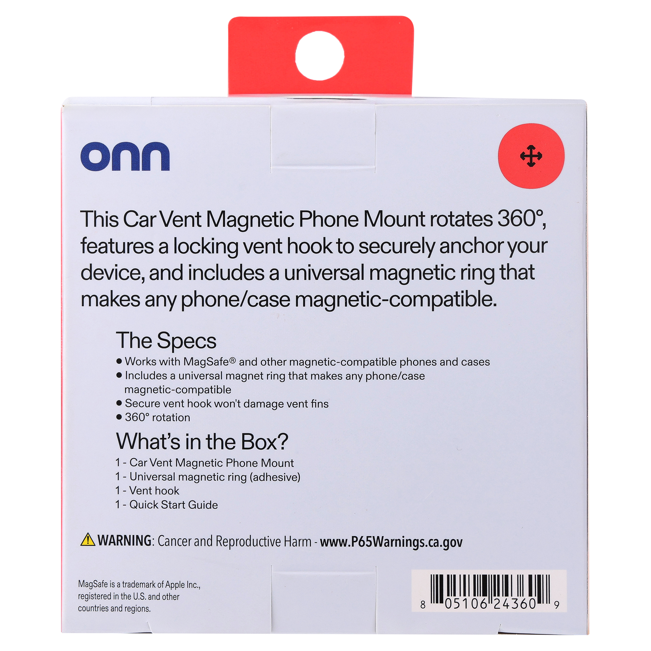 Onn Car Vent Magnetic Phone Mount with 360° Rotation photo 6