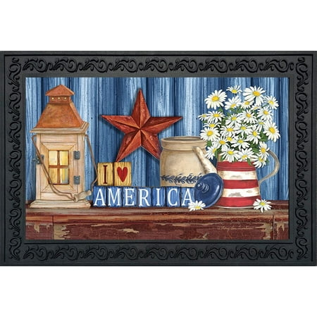 - Lantern and Daisies Summer Doormat Indoor Outdoor Patriotic Primitive 18