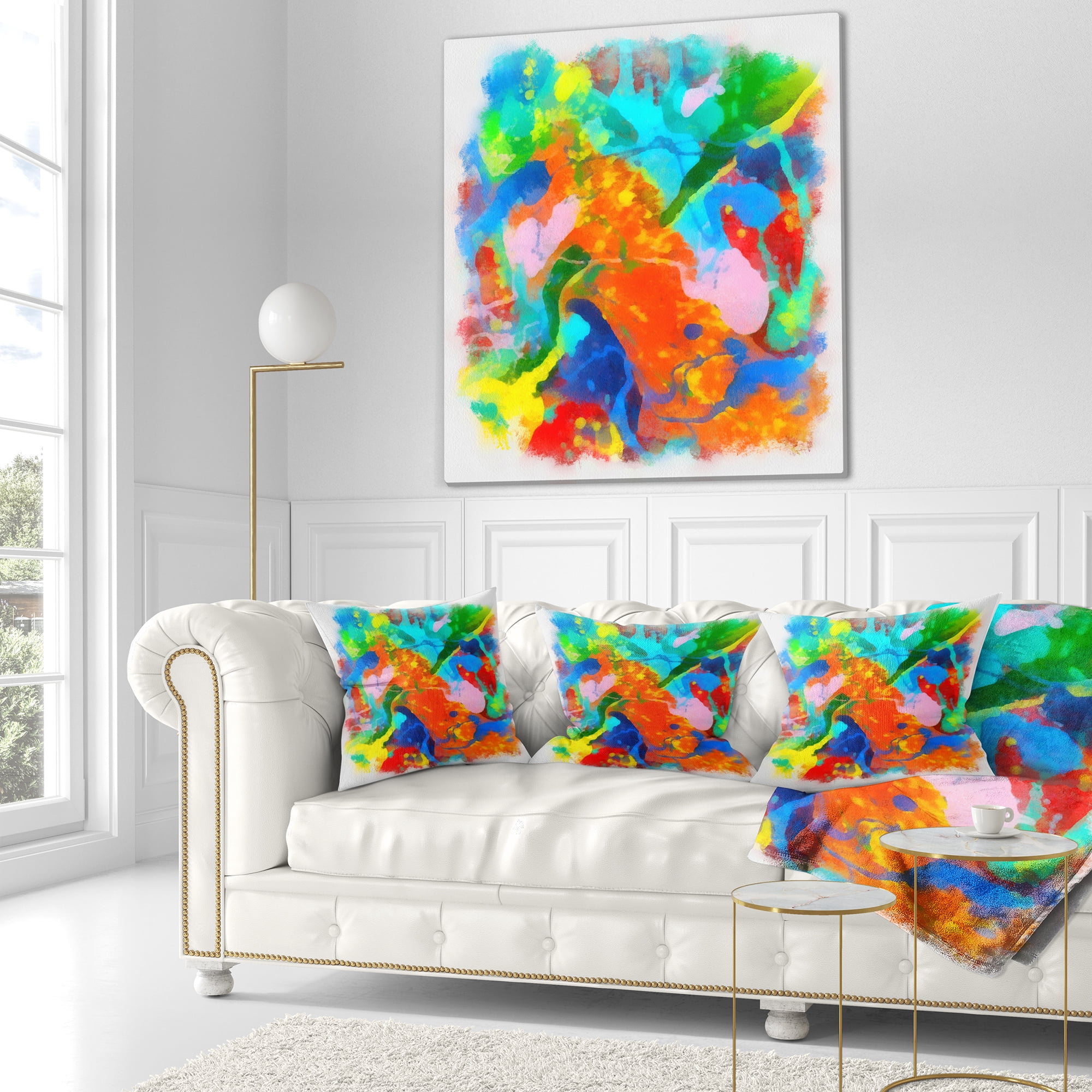 Designart Hand drawn Abstract Floral Pattern - Floral Throw Pillow - 18x18