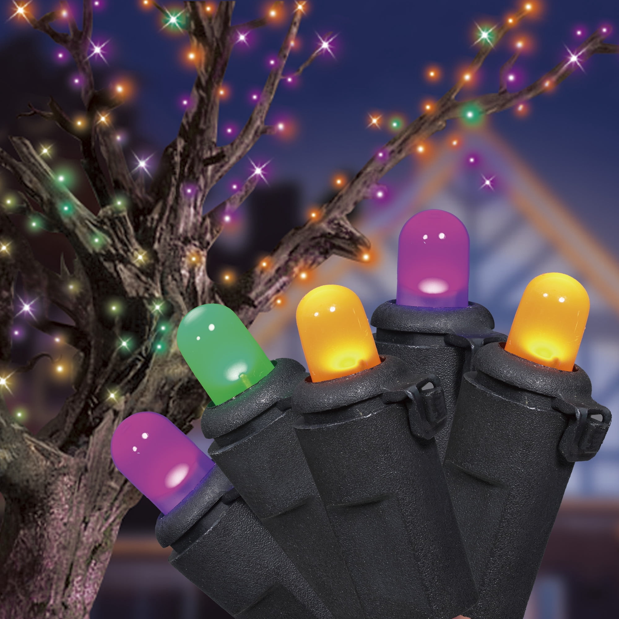 Multicolor Lights, 100CT, LED Frosted Dome, 19ft, Halloween Indoor/Outdoor, by Way To Celebrate