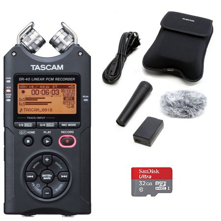 TASCAM DR-40 Digital Recorder with Accessory Kit and 32GB Micro SD (Tascam Dr 40 Best Price)