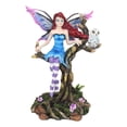 thumbnail image 4 of Blue Avatar Butterfly Fairy With Snow Owl Sitting On Magic Forest Tree Figurine, 4 of 7