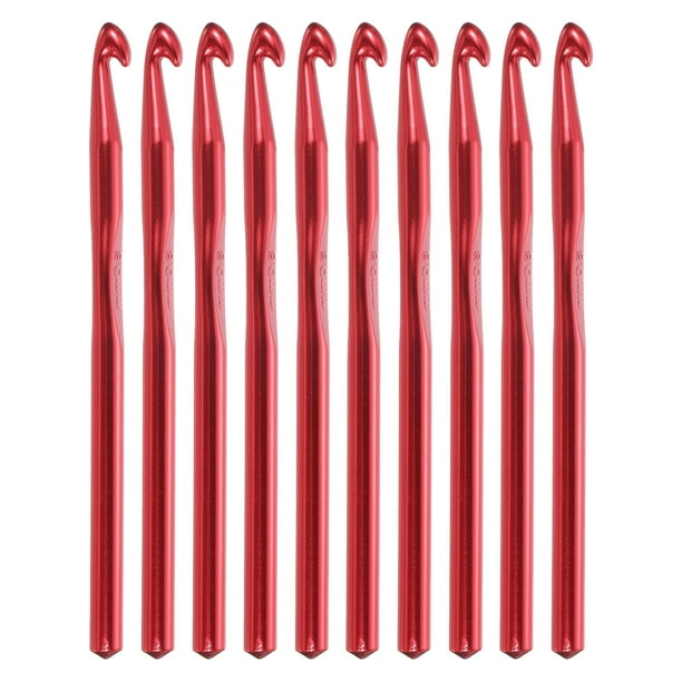 Aguja de Crochet de Aluminio REGALWOVEN 8mm para Tejer Manualidades de Hilo Rojo 10Pcs