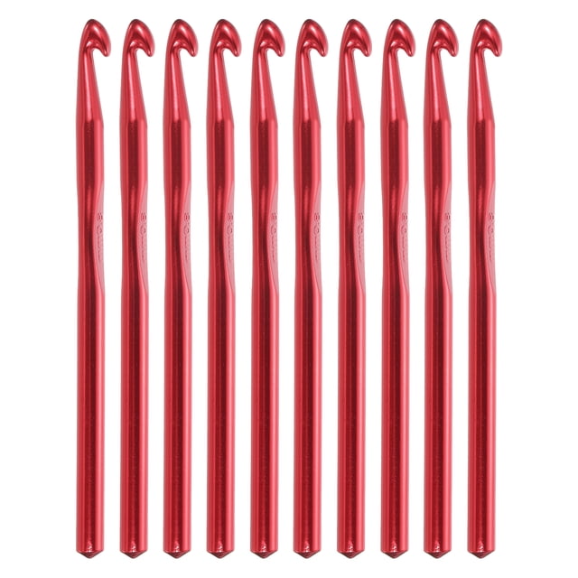 Aguja de Crochet de Aluminio REGALWOVEN 8mm para Tejer Manualidades de Hilo Rojo 10Pcs