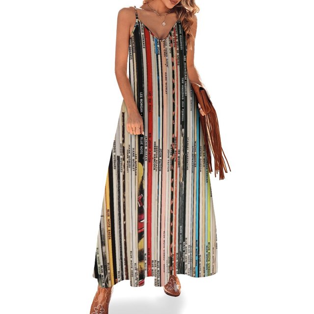 Vestido sin mangas de la colección de vinilo Blue Note, tendencia de ropa de mujer, vestido de verano 2024, mujer coreana