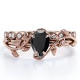 thumbnail image 1 of Inspired by Nature - 1.25 Carat Pear Shape Lab Grown Black Diamond and Moissanite - Filigree Milgrain Wedding Ring Set - 18K Rose Gold Plating over Silver, 1 of 4