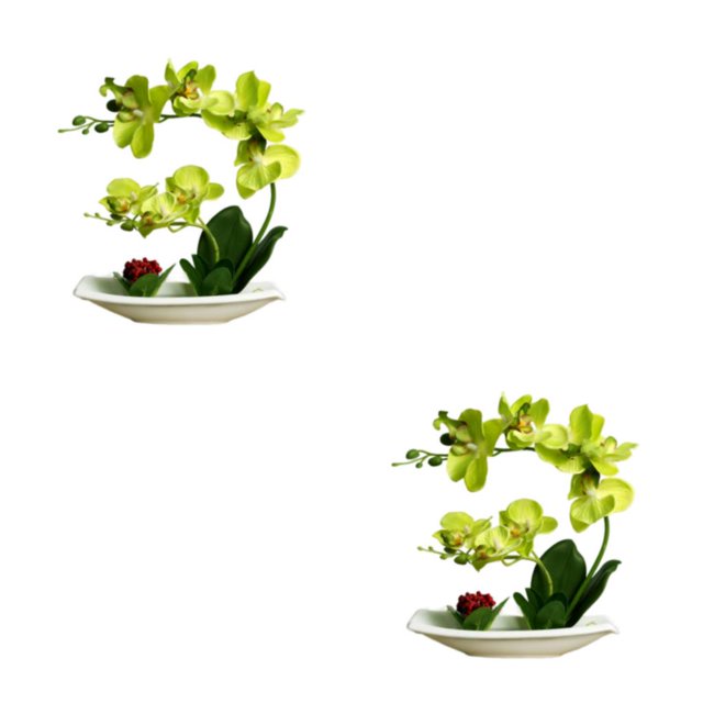 Toystoory Orquídeas artificiales Flores falsas Plantas en maceta Toque real Cocina Oficina Type2 NO2