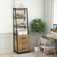 thumbnail image 2 of Gymax Ladder Bookshelf Tall Bookcase w/ 3 Open Shelves Printer Stand 3 Storage Drawers Natural, 2 of 10