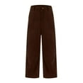 thumbnail image 5 of GXIPO Womens Mid Rise Cord Barrel Jeans Casual Baggy Wide Leg Corduroy Cropped Ankle Pants with Pockets Brown L, 5 of 7